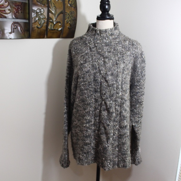 D.D.  Sloane, Cable Knit mock turtle neck sweater - Picture 1 of 9